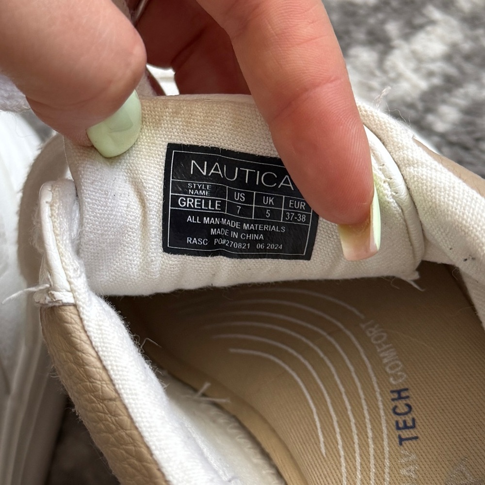 Nautica Women's Grelle White Sneaker Size 7 Shoes Lace Up Flats Taupe - Picture 10 of 11